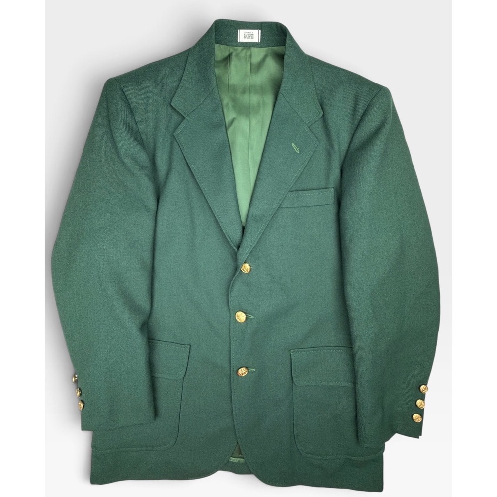 Orvis Vintage Men's 40R Green Blazer Gold Fly Reel Buttons 3Btn Sport Coat